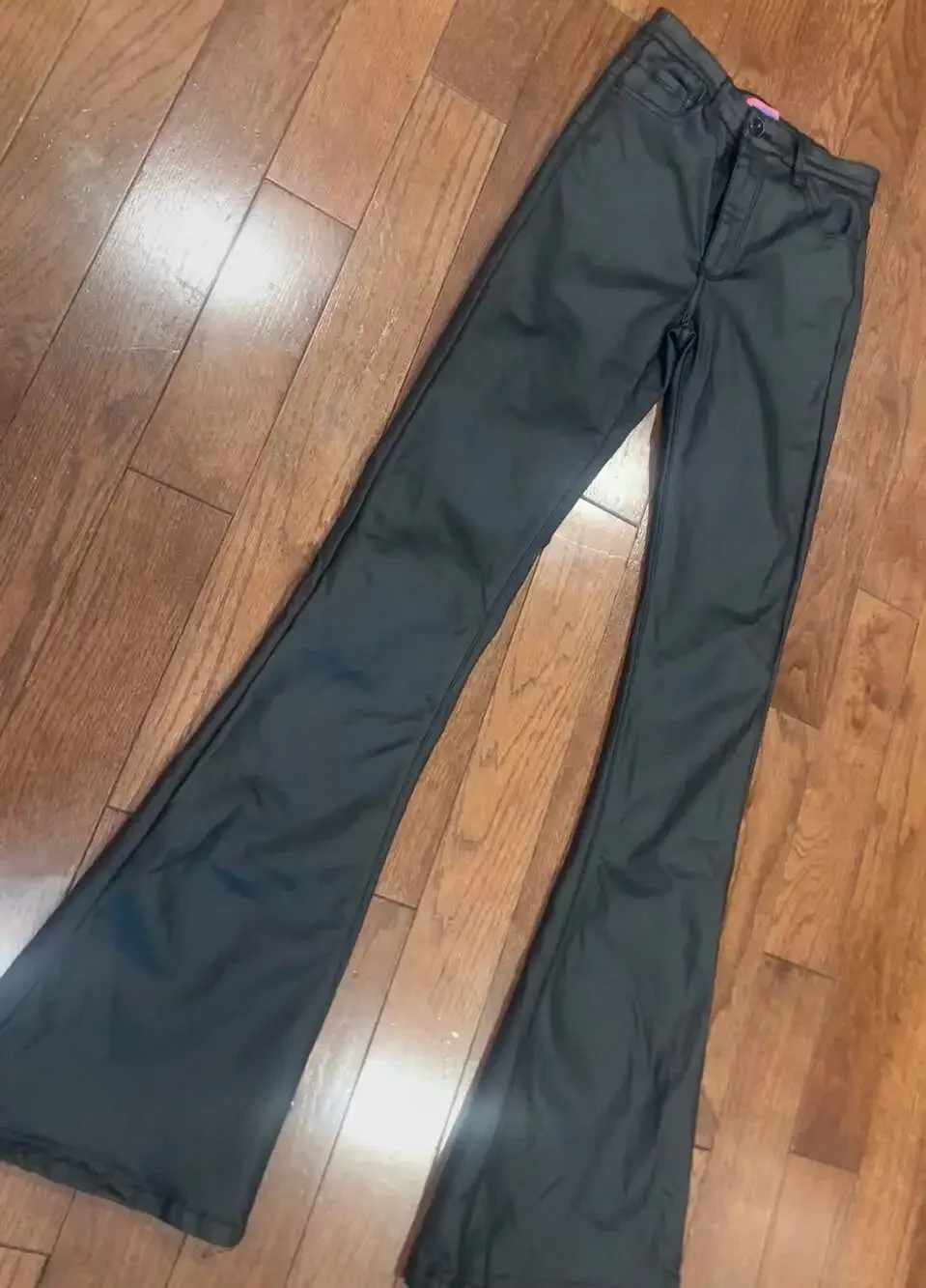 Edikted Black Faux Leather Flare Pants Size XS/S Y2K Indie Sleaze Goth Aesthetic